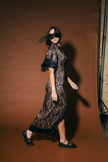 The Universe is Inside of You Fringe Dress in Leopard