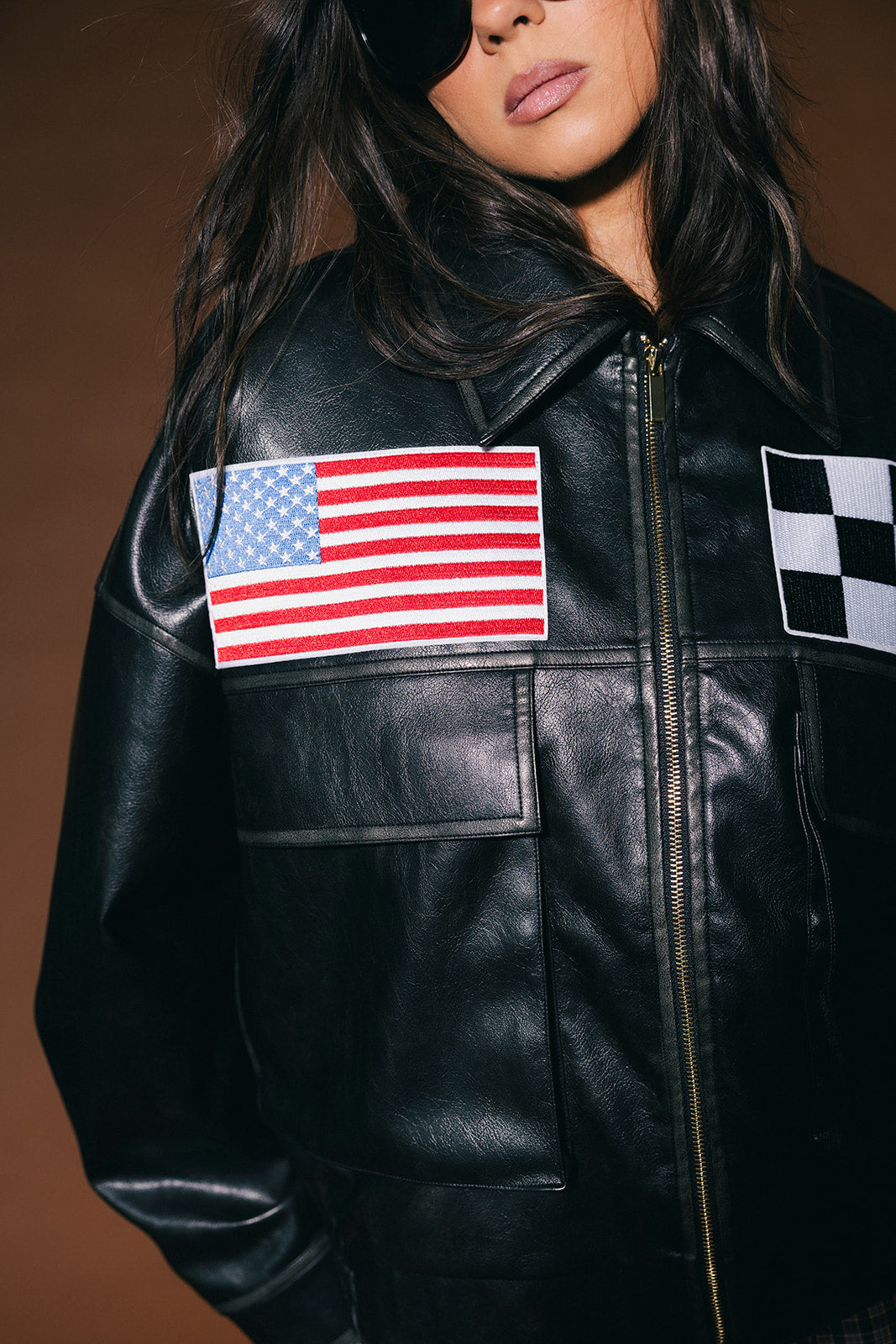 Lalaland Art Department Vegan Leather Bomber Jacket