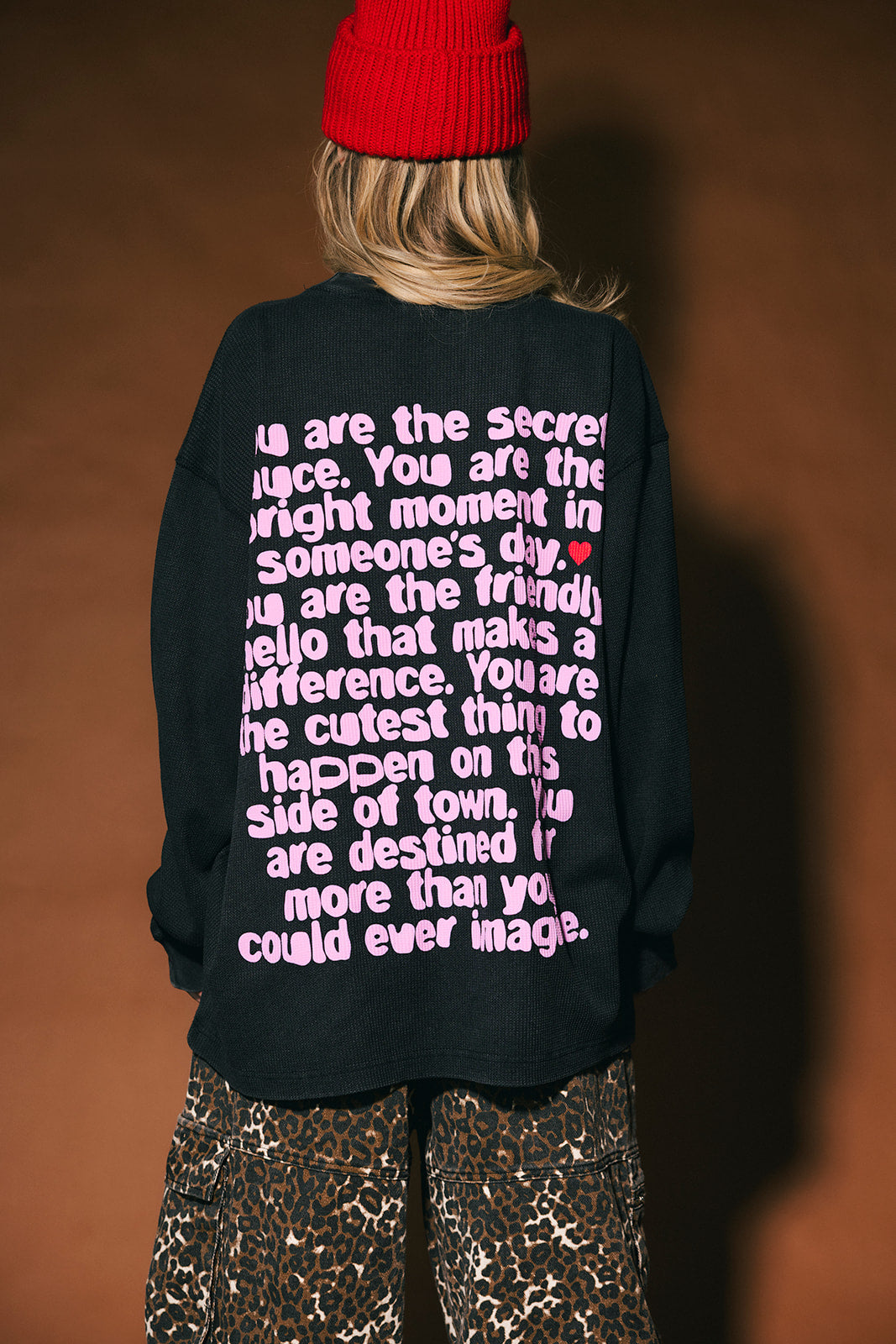 Being Yourself Is Cool Oversized Thermal in Vintage Black
