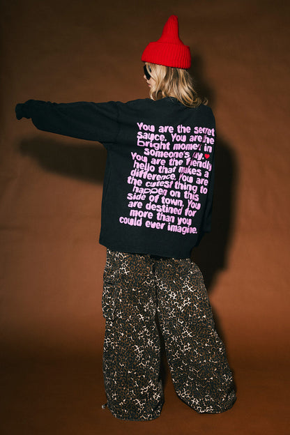 Being Yourself Is Cool Oversized Thermal in Vintage Black