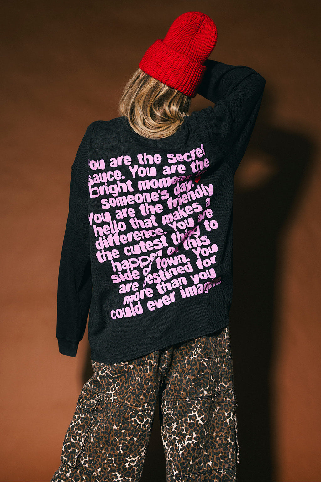 Being Yourself Is Cool Oversized Thermal in Vintage Black