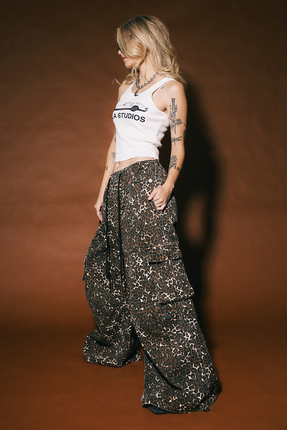 You Don't Own Me Ultra Wide Leg Cargo Pants in Leopard