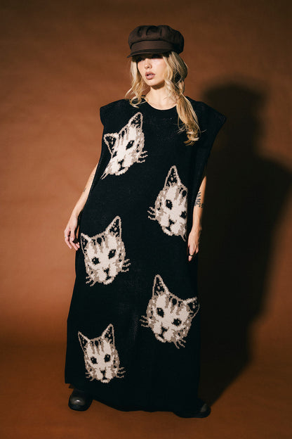 Big Reputation Oversized Knit Maxi Dress in Pussy (Cat) Power