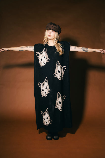 Big Reputation Oversized Knit Maxi Dress in Pussy (Cat) Power