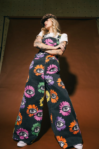 Whimsy Wonderland Wide Leg Workwear Overalls