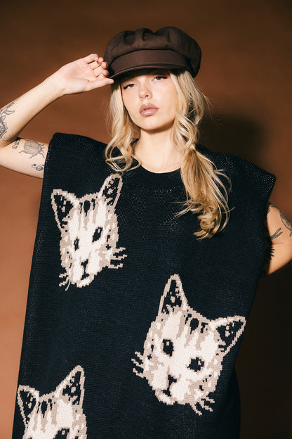 Big Reputation Oversized Knit Maxi Dress in Pussy (Cat) Power