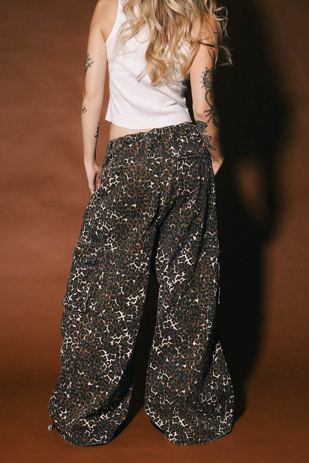 You Don't Own Me Ultra Wide Leg Cargo Pants in Leopard