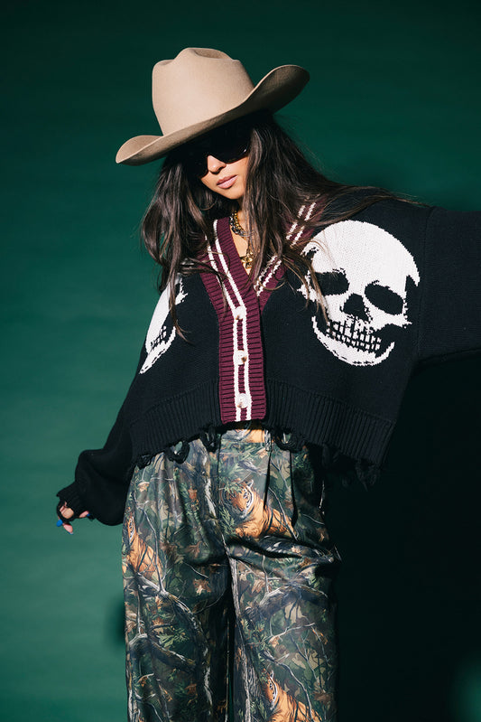 Bad To The Bone Cropped Distressed Cardigan