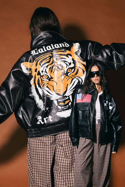 Lalaland Art Department Vegan Leather Bomber Jacket
