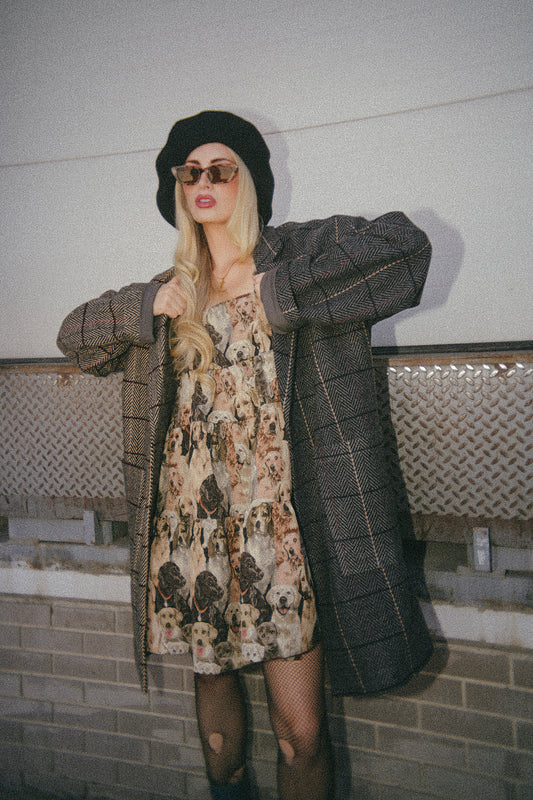 Scorpio Half + Half Oversized Coat in Grandpa Chic