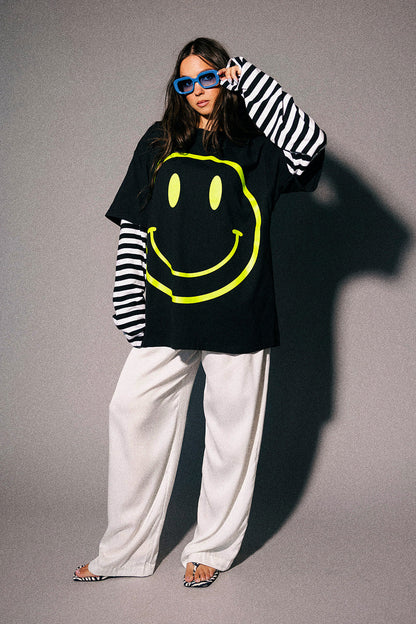 The World Needs Your Magic Layered Tee in Neon + Stripes