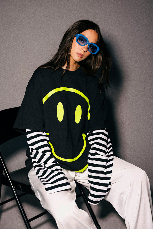 The World Needs Your Magic Layered Tee in Neon + Stripes