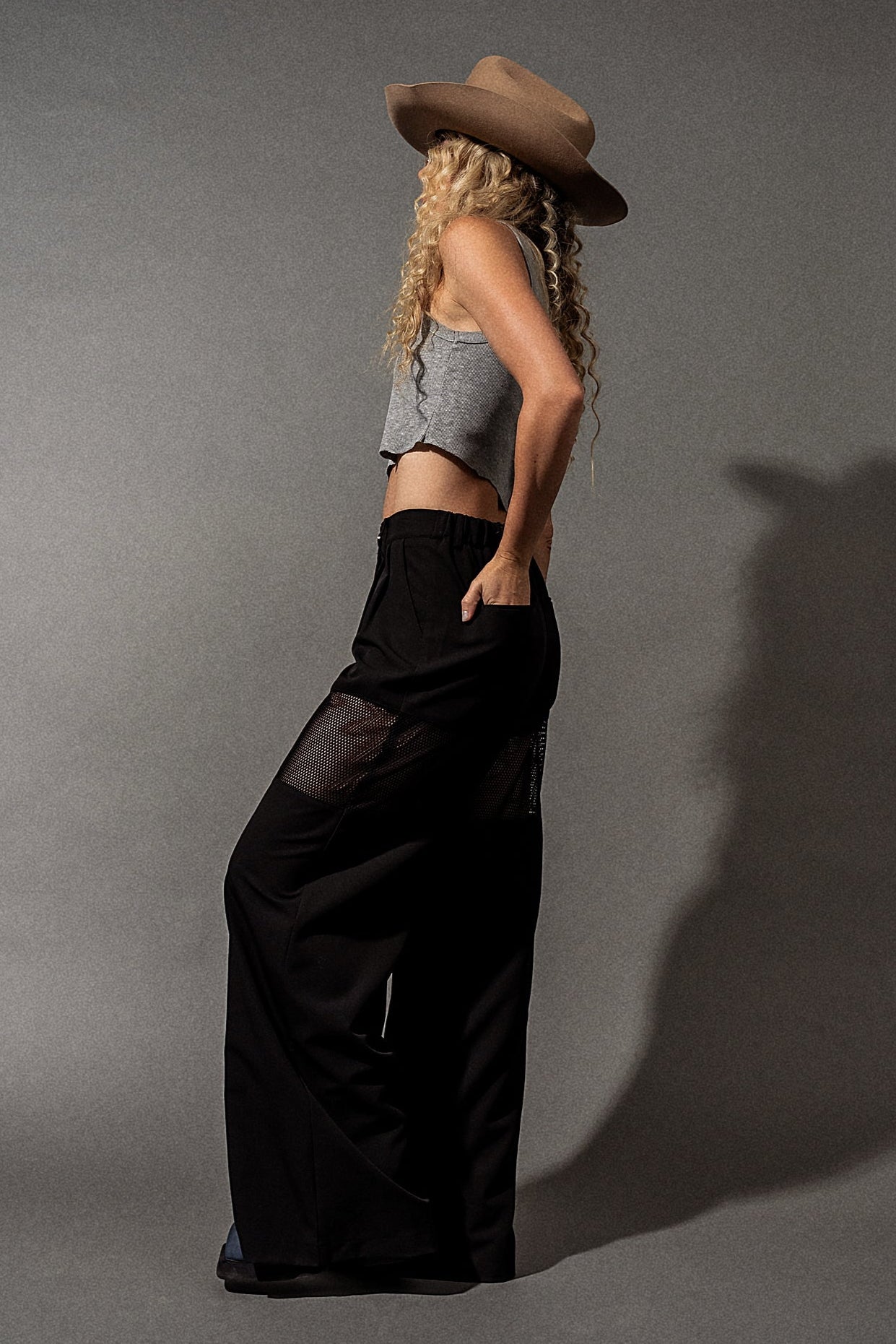 Black Widow Mesh Wide Leg Trousers