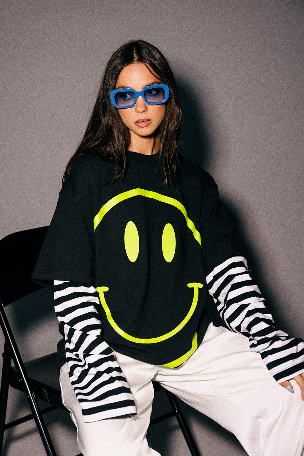 The World Needs Your Magic Layered Tee in Neon + Stripes