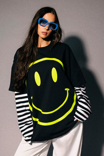 The World Needs Your Magic Layered Tee in Neon + Stripes
