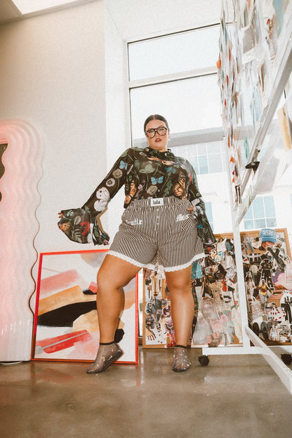 Paris For The Weekend Mesh Button Up in Folklore Florals