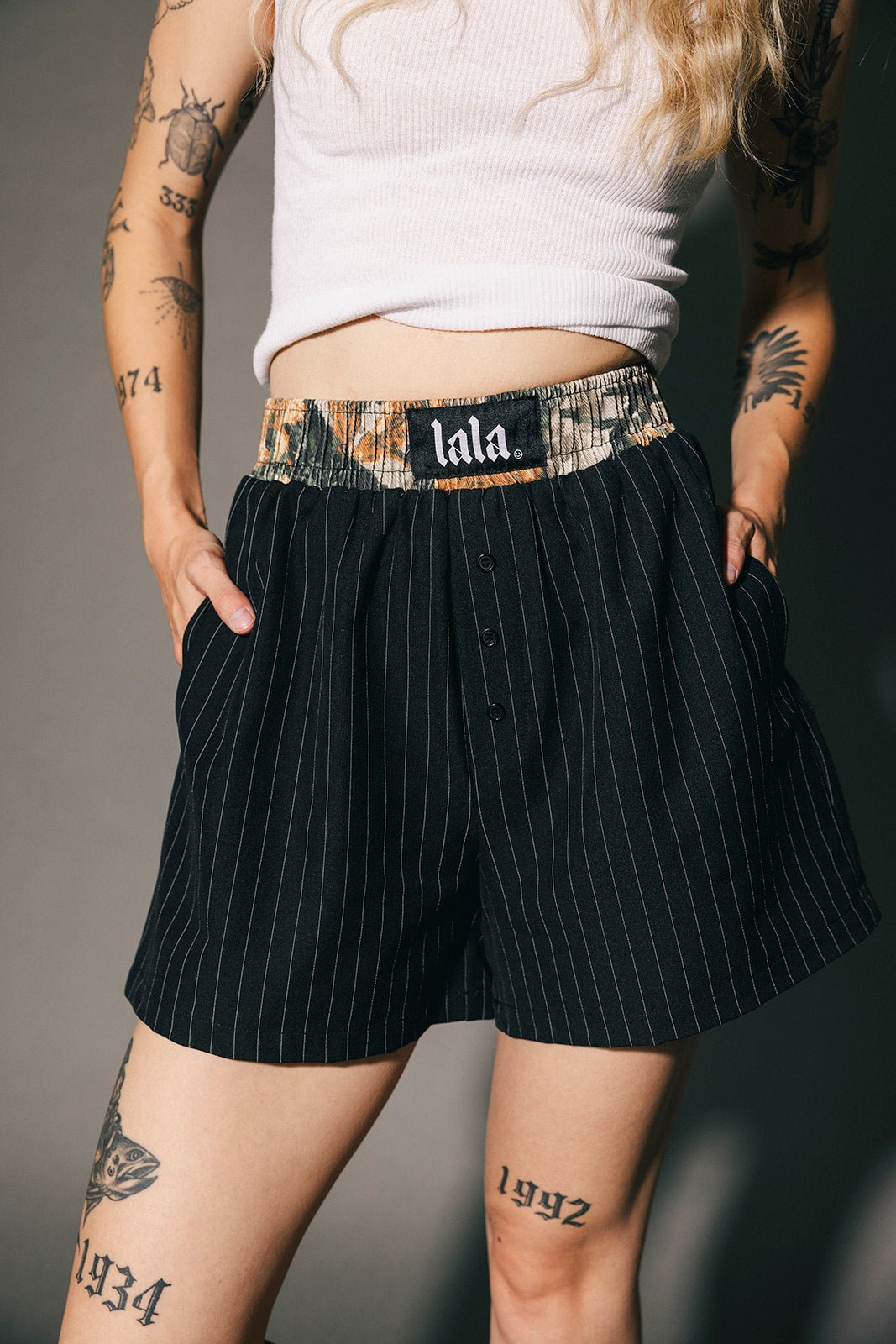 A Little Bit of This & That Pinstripe Boxer Shorts - Dressed in Lala