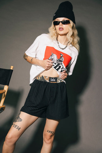 A Little Bit of This & That Pinstripe Boxer Shorts - Dressed in Lala