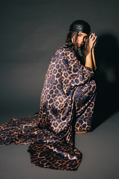 Bad Cat Leopard Satin Duster Dress - Dressed in Lala