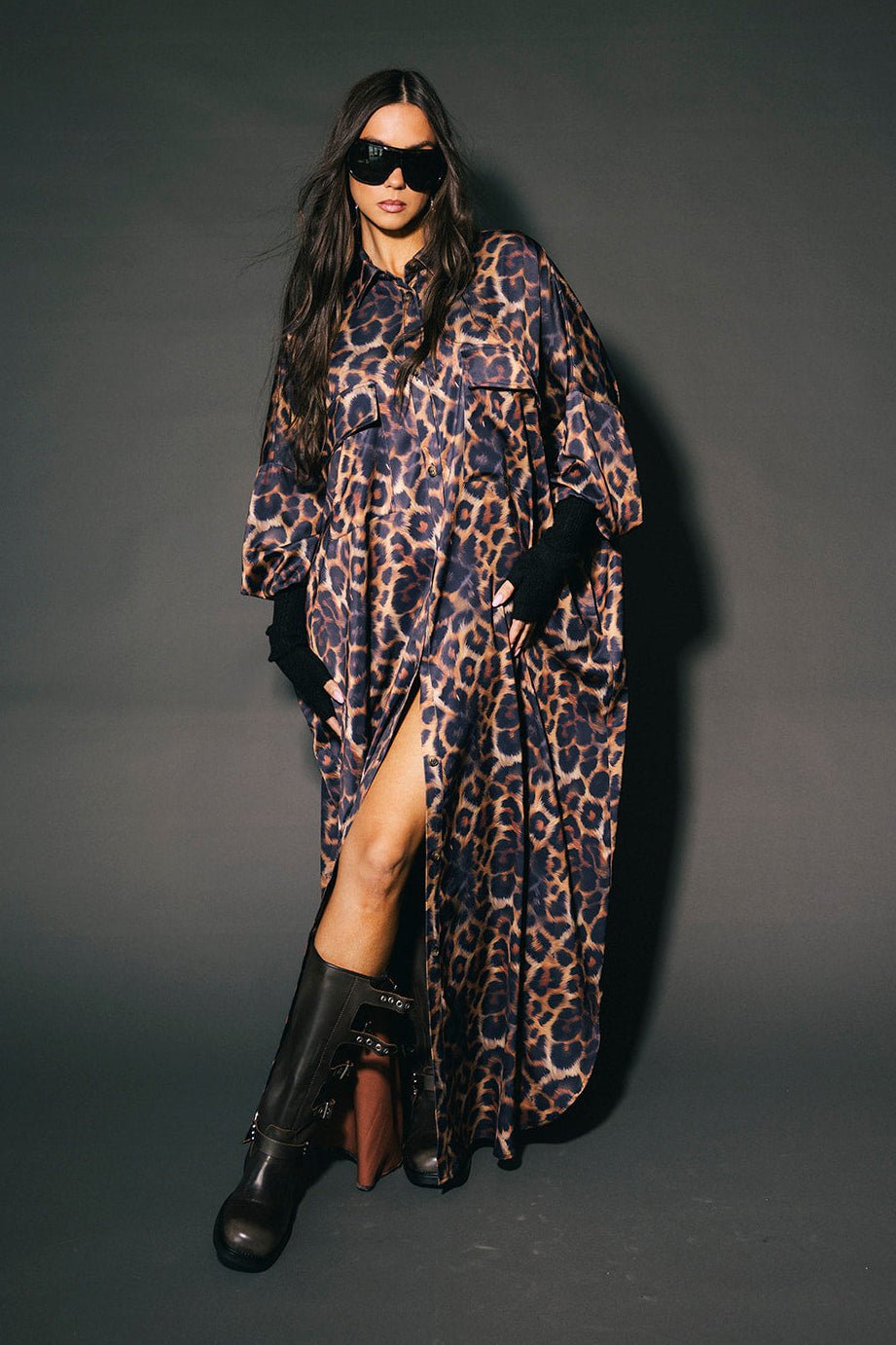 Bad Cat Leopard Satin Duster Dress - Dressed in Lala