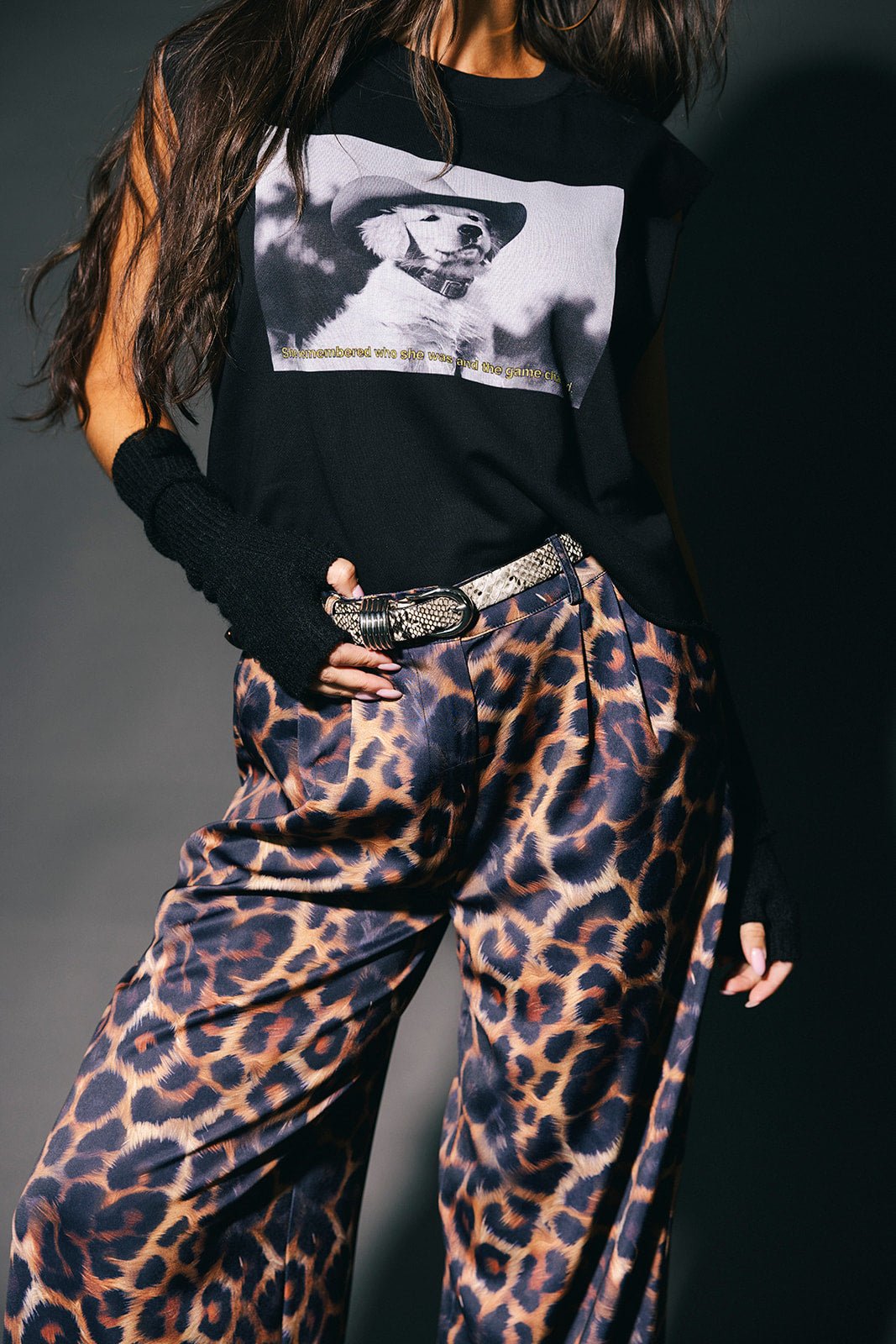 Bad Cat Satin Wide Leg Trousers in Leopard - Dressed in Lala