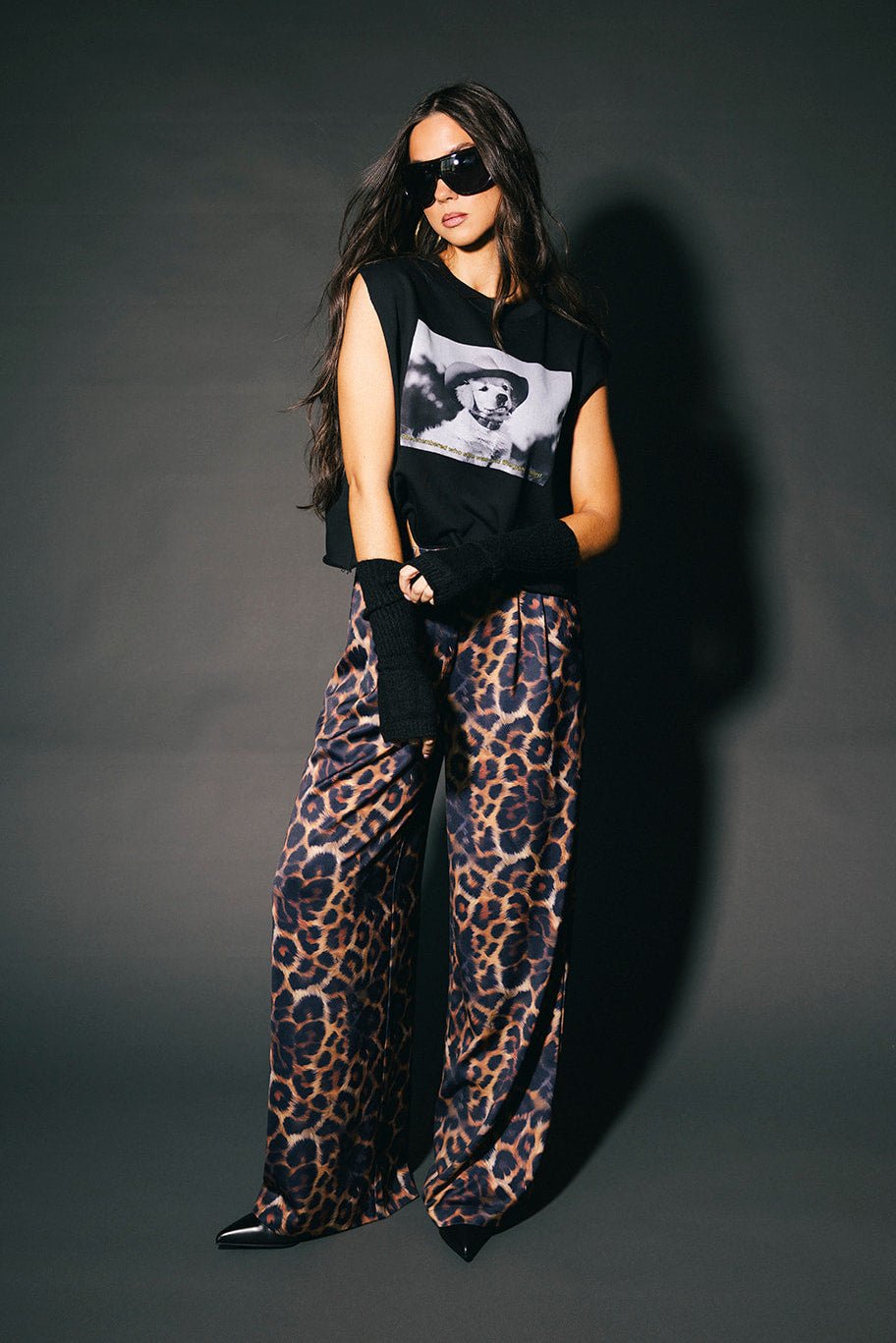 Bad Cat Satin Wide Leg Trousers in Leopard - Dressed in Lala