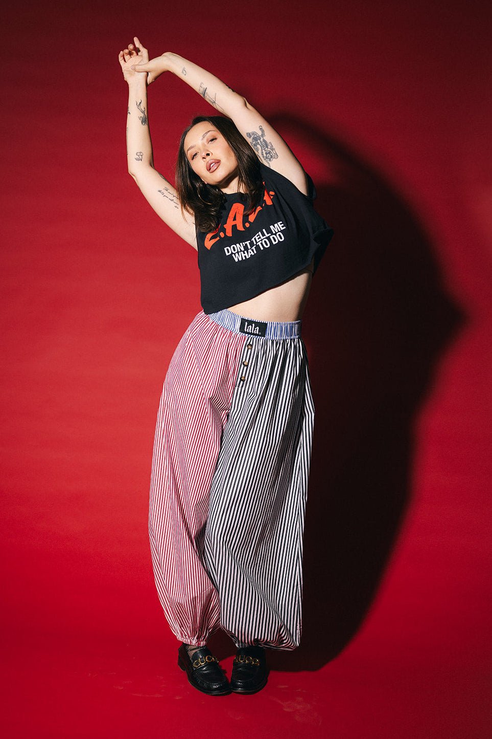 Balloon Leg Boxer Pants in Stripe Me Crazy - Dressed in Lala