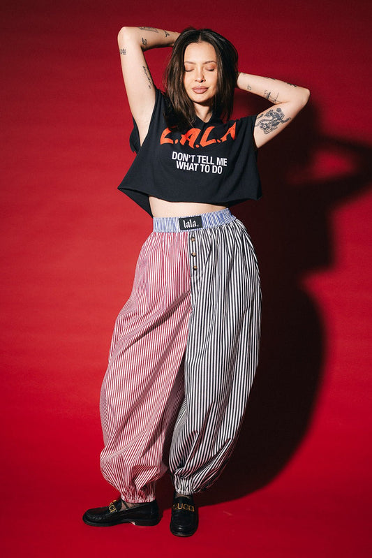 Balloon Leg Boxer Pants in Stripe Me Crazy - Dressed in Lala