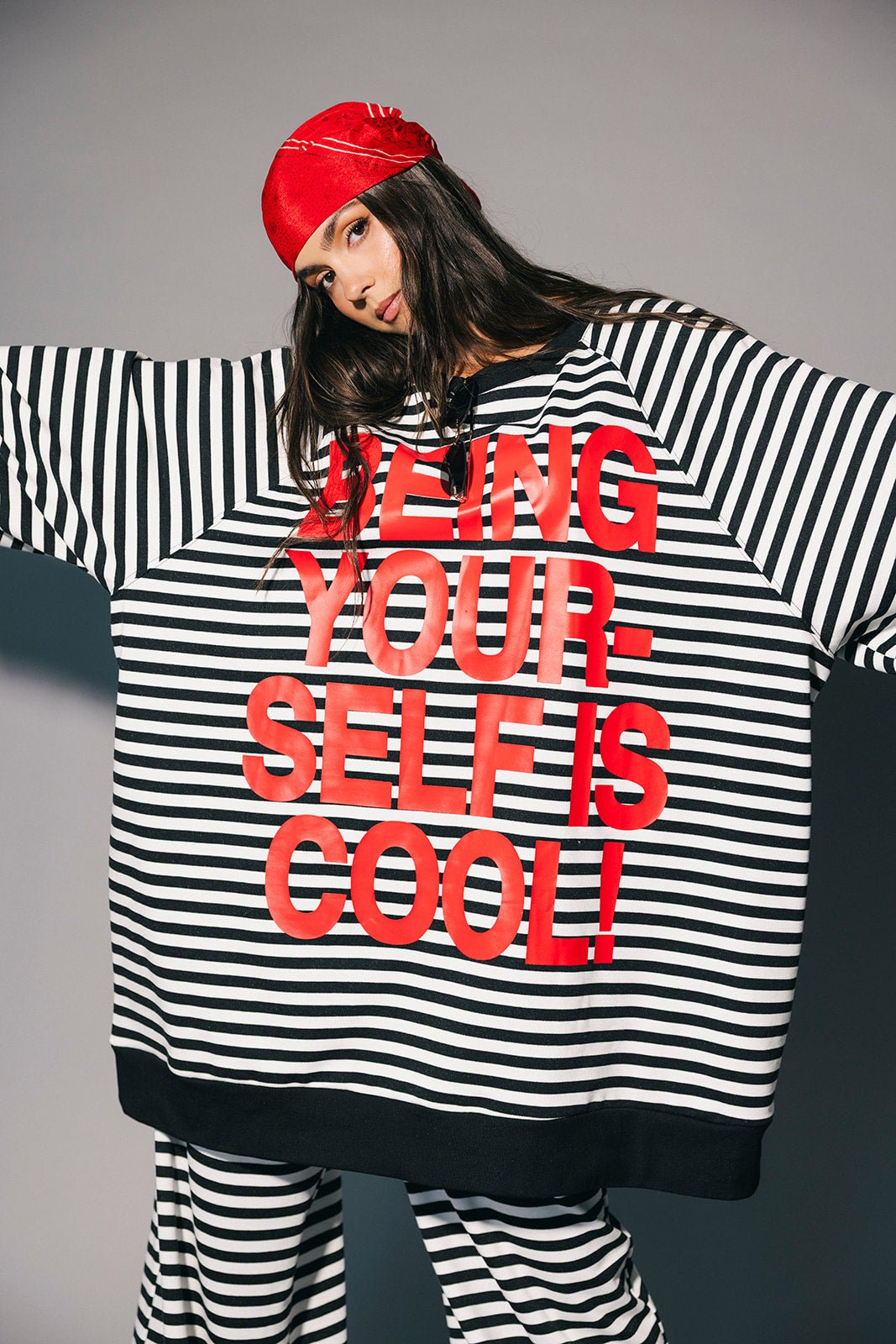 Being Yourself Is Cool Ultra Mega Striped Oversized Pullover - Dressed in Lala