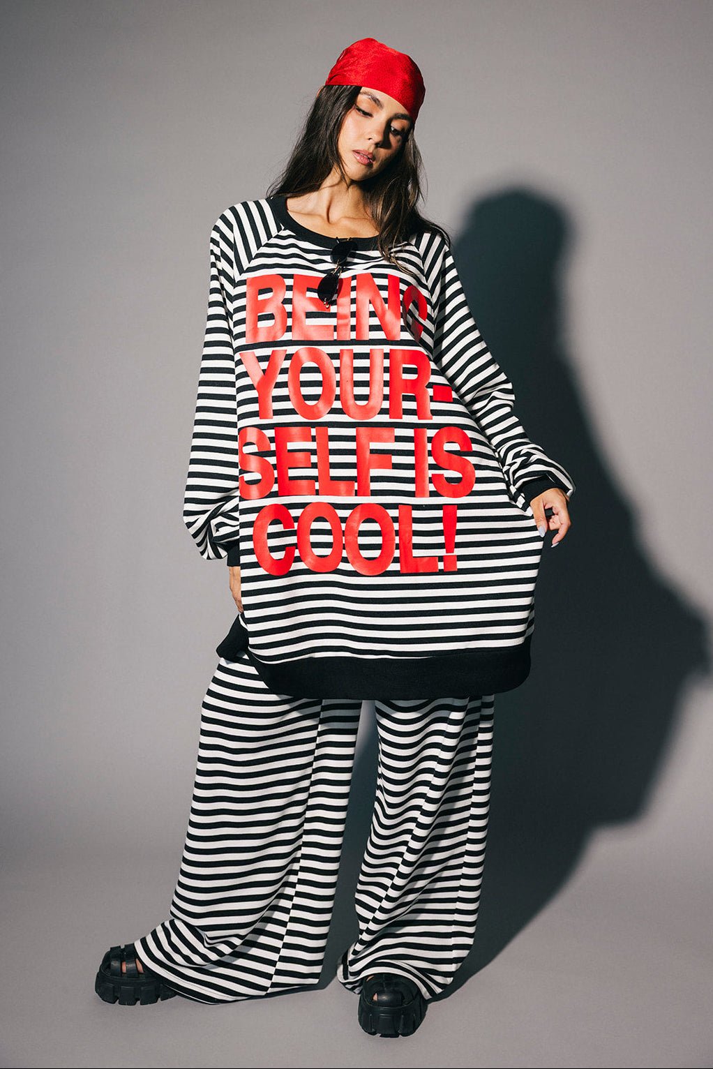 Being Yourself Is Cool Ultra Mega Striped Oversized Pullover - Dressed in Lala