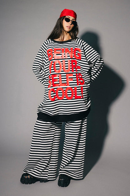Being Yourself Is Cool Ultra Mega Striped Oversized Pullover - Dressed in Lala