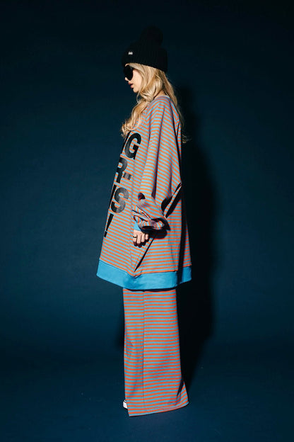 Being Yourself Is Cool Ultra Mega Striped Oversized Pullover in Blue + Orange - Dressed in Lala