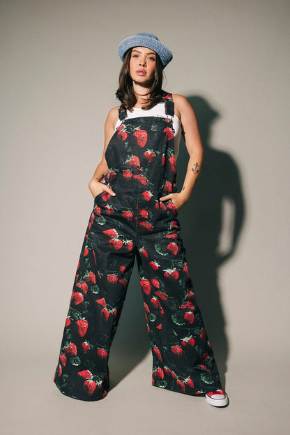 Berry Bad Wide Leg Workwear Overalls - Dressed in Lala