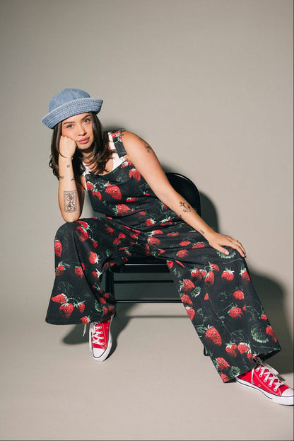 Berry Bad Wide Leg Workwear Overalls - Dressed in Lala