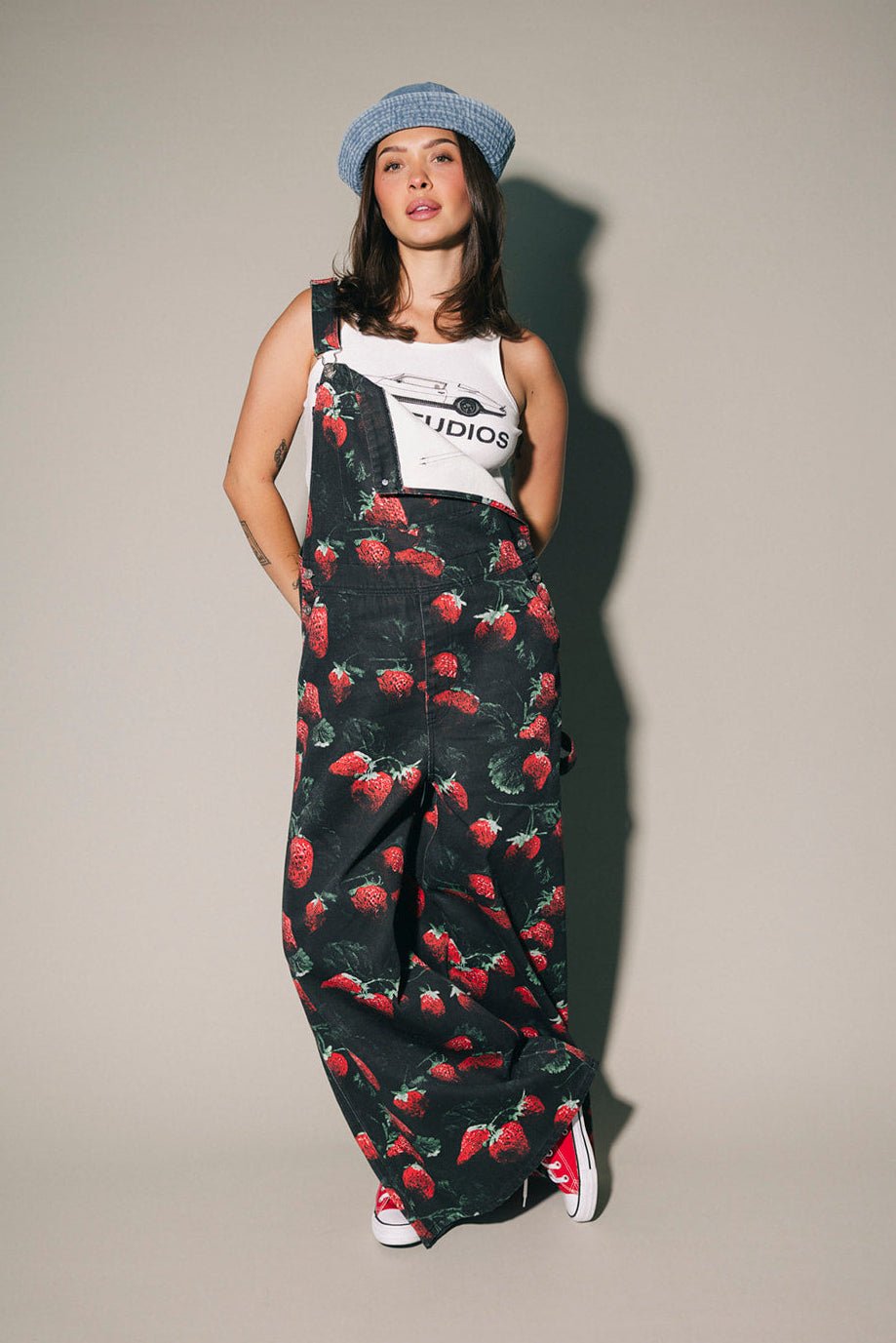 Berry Bad Wide Leg Workwear Overalls - Dressed in Lala