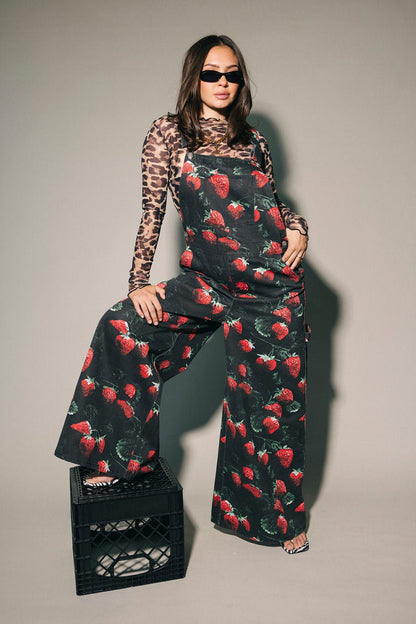 Berry Bad Wide Leg Workwear Overalls - Dressed in Lala