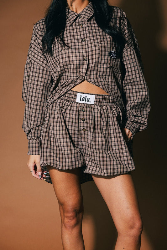 Big Heart Bloomer Boxer Shorts in Brown - Dressed in Lala