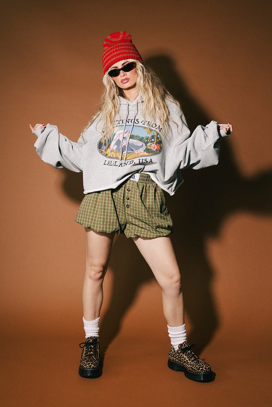 Big Heart Bloomer Boxer Shorts in Olive Green - Dressed in Lala