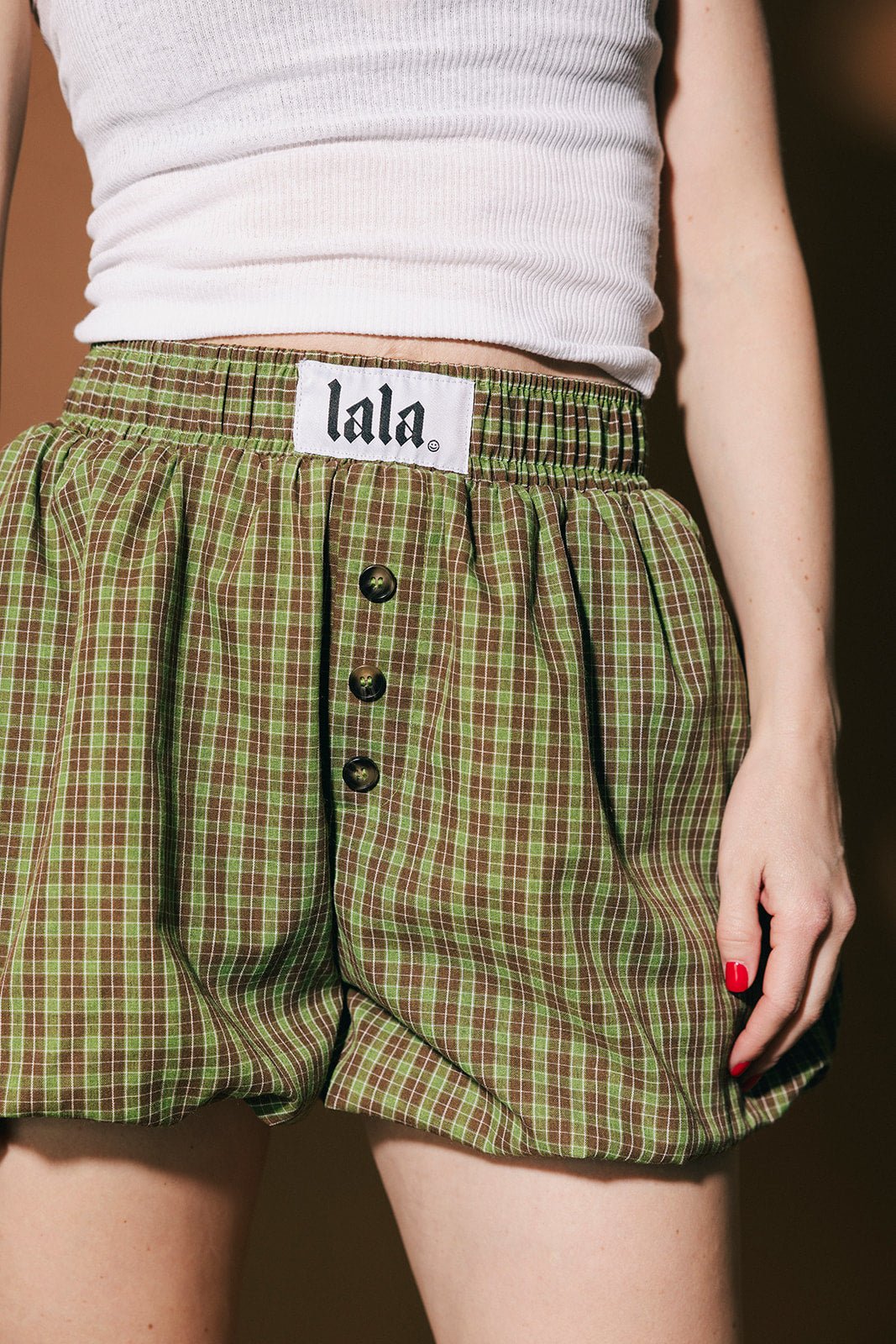 Big Heart Bloomer Boxer Shorts in Olive Green - Dressed in Lala