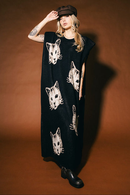 Big Reputation Oversized Knit Maxi Dress in Pussy (Cat) Power - Dressed in Lala