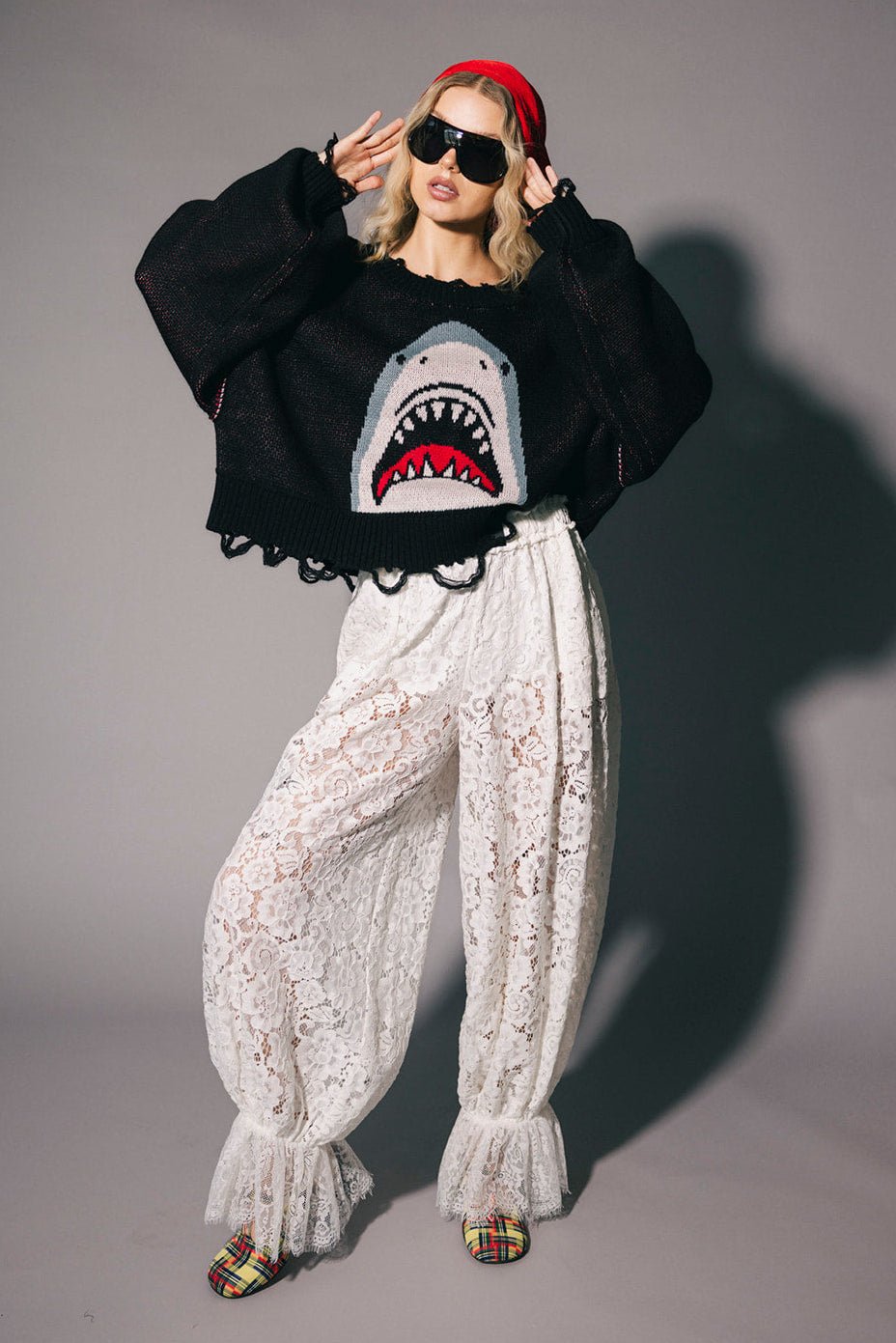 Bite Me Distressed Shark Sweater - Dressed in Lala