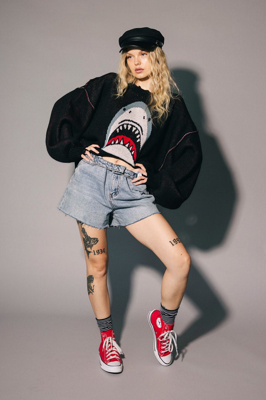 Bite Me Distressed Shark Sweater - Dressed in Lala