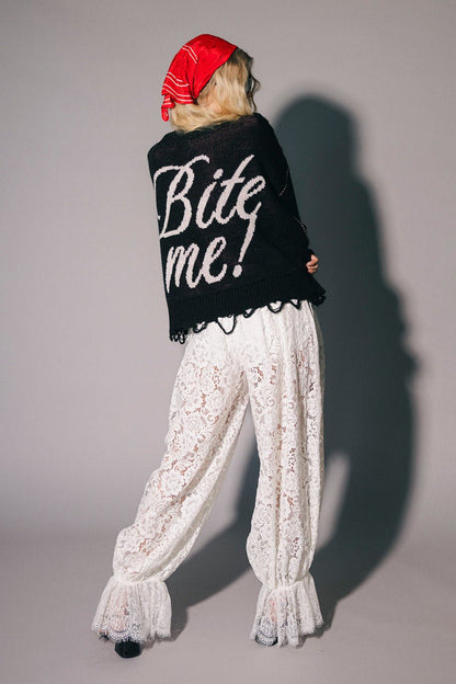 Bite Me Distressed Shark Sweater - Dressed in Lala