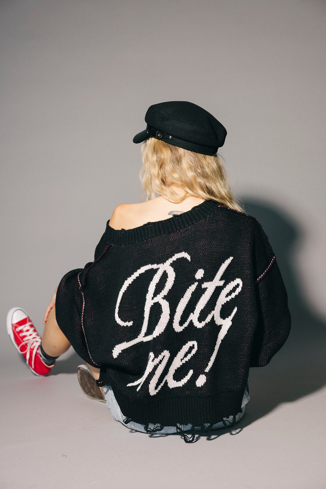 Bite Me Distressed Shark Sweater - Dressed in Lala