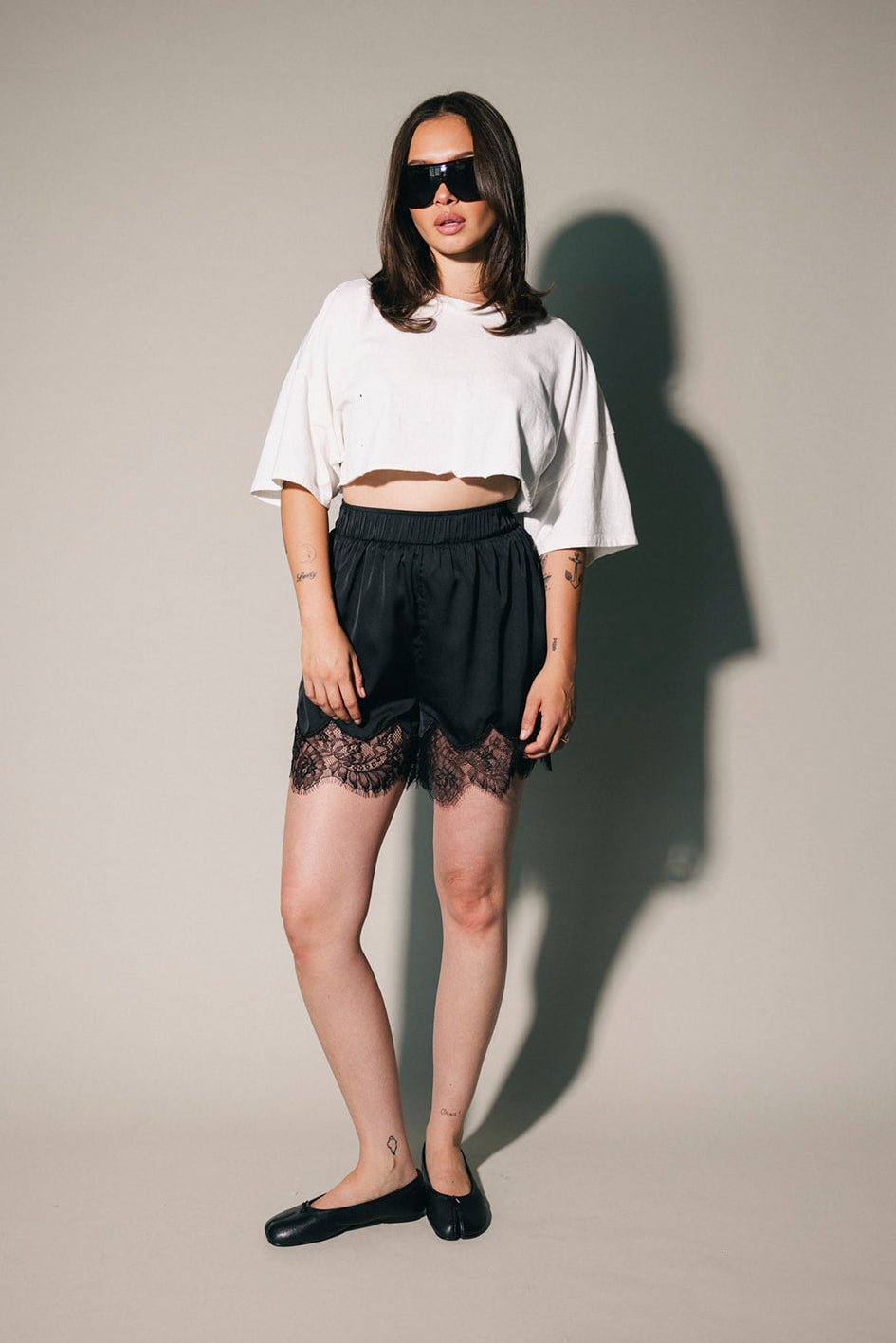 Black Swan Satin + Lace Bloomer Shorts - Dressed in Lala
