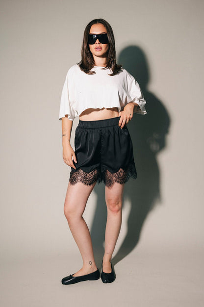 Black Swan Satin + Lace Bloomer Shorts - Dressed in Lala