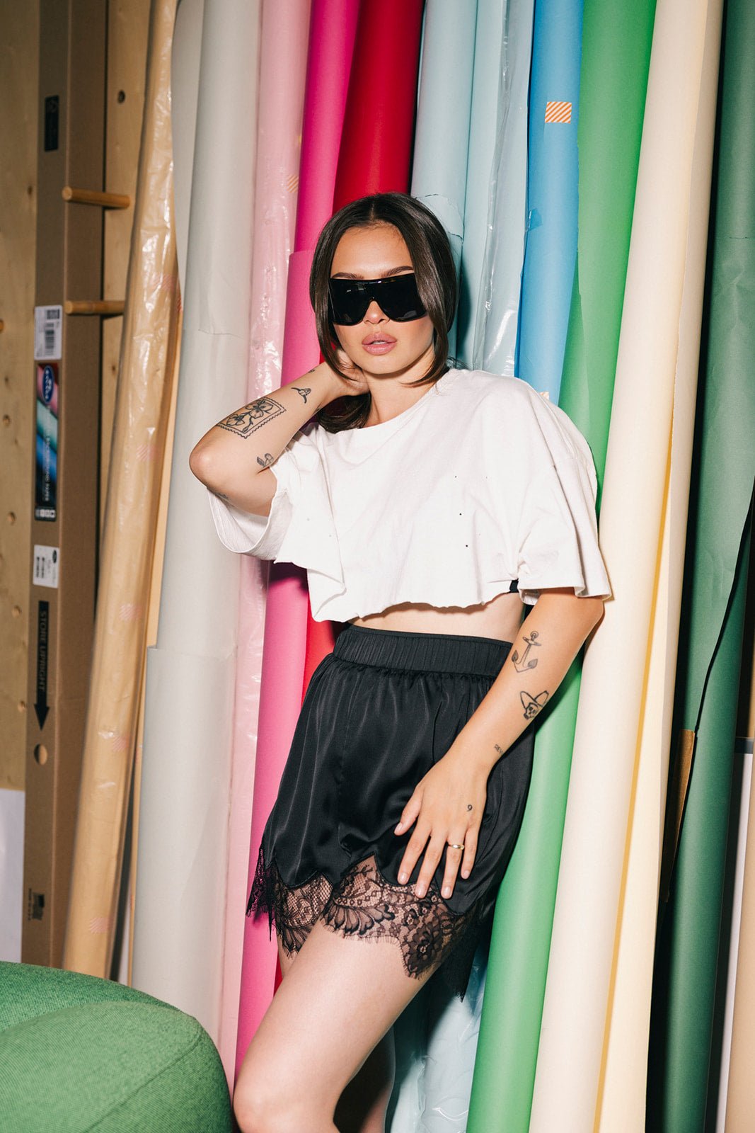 Black Swan Satin + Lace Bloomer Shorts - Dressed in Lala