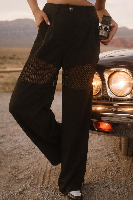 Black Widow Mesh Wide Leg Trousers - Dressed in Lala