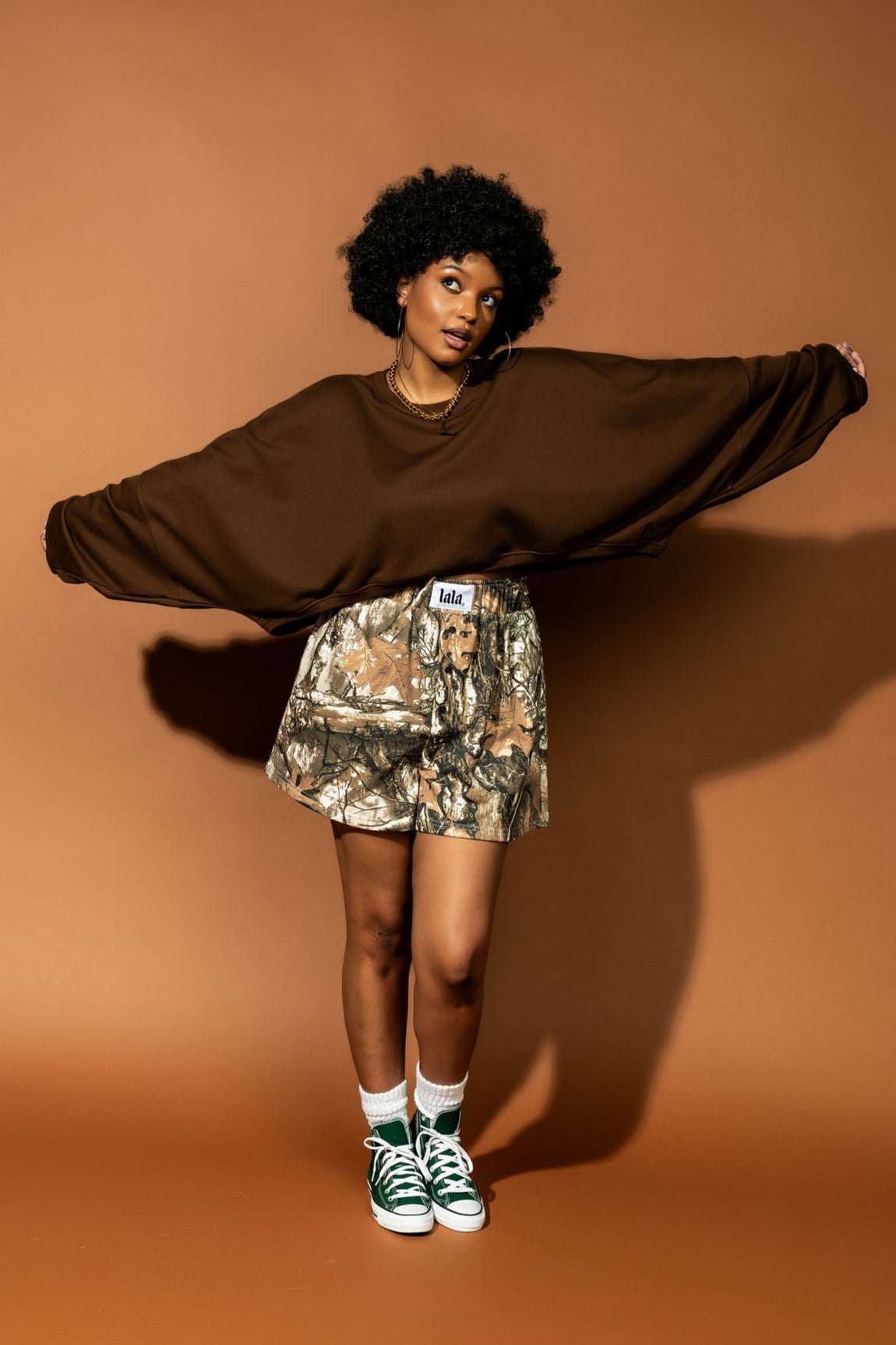 Brat Cropped Pullover in Chocolate Brown - Dressed in Lala