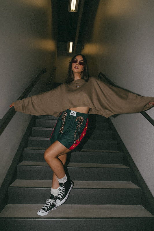 Brat Cropped Pullover in Moody Fog - Dressed in Lala